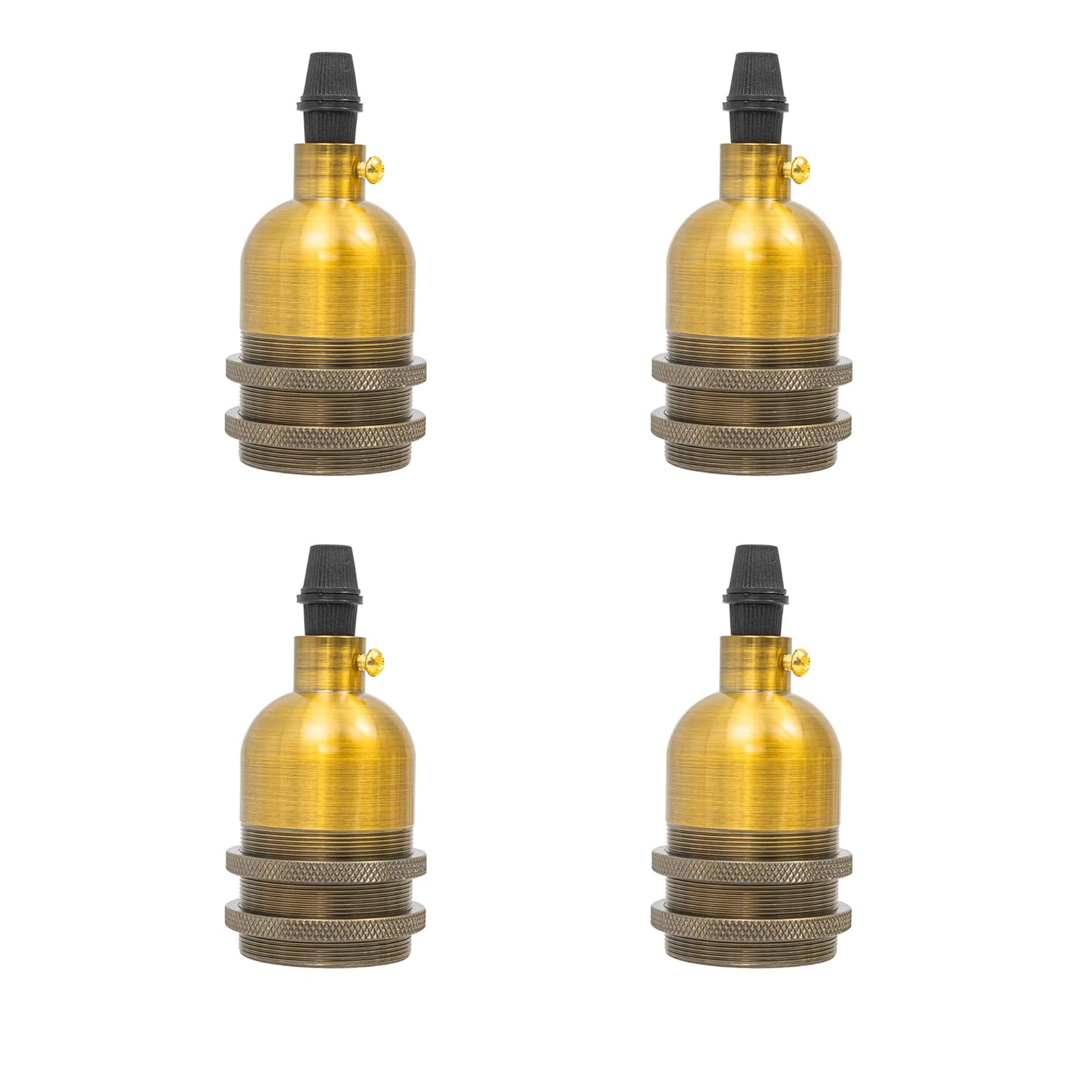 Kiven4Pcs Vintage Industrial E26 Lamp Socket with Rotated Switch Edison Retro Mini Lamp Holder for Decorative DIY Lighting Black Color