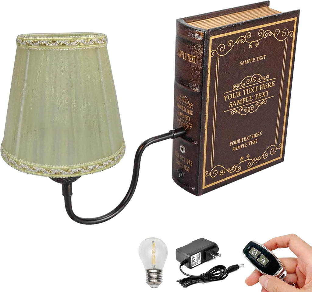 Kiven Cordless Bookshelf Lamp, Set of 2 Rechargeable Bookcase Lighting with Pink Fabric Lampshade, Farmhouse Decorative Bookend, Cordless Table Lamp for Bedside Bookshelf Home Decor