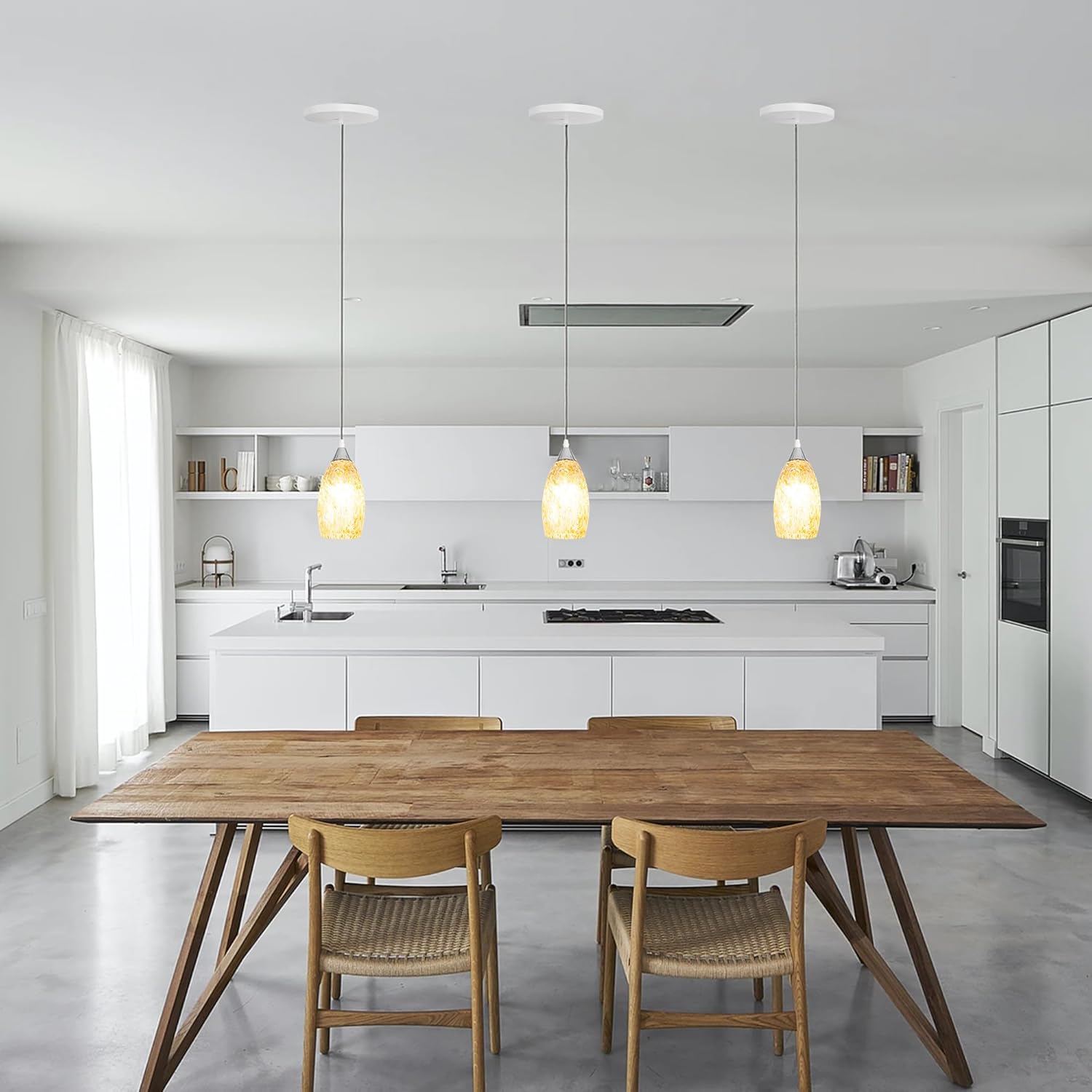 Kiven art glass pendant lights. Kitchen recessed lighting conversion kit with E26 screw-in adapter for farmhouse style.