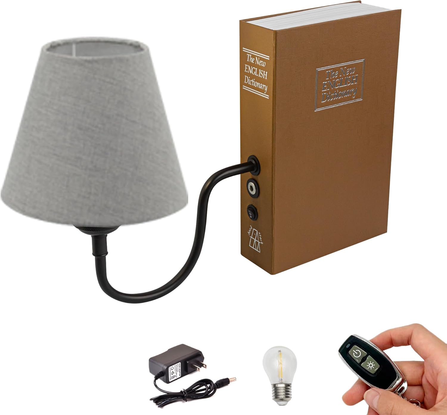 Kiven Cordless Table Lamp, Set of 2 Rechargeable Bookshelf Lamp with Gray Fabric Lampshade, Farmhouse Decorative Bookend, Cordless Lamp for Office Home Decor Bedside Bookshelf