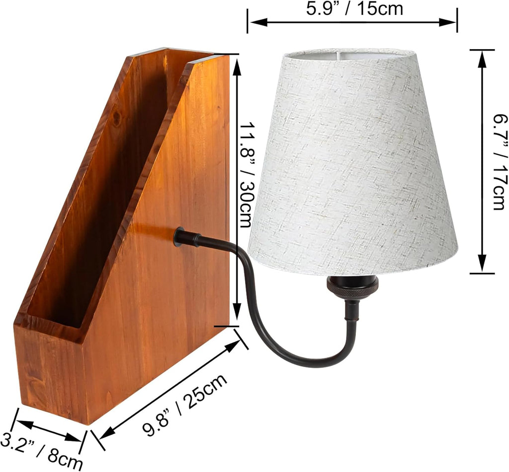Kiven Cordless Bookshelf Lamp, Rechargeable Bookcase Lighting,Farmhouse Decorative Nightstand Storage Box with LED Light, Cordless Table Lamp for Bedside Bookshelf Cabinet DZ0375-YM