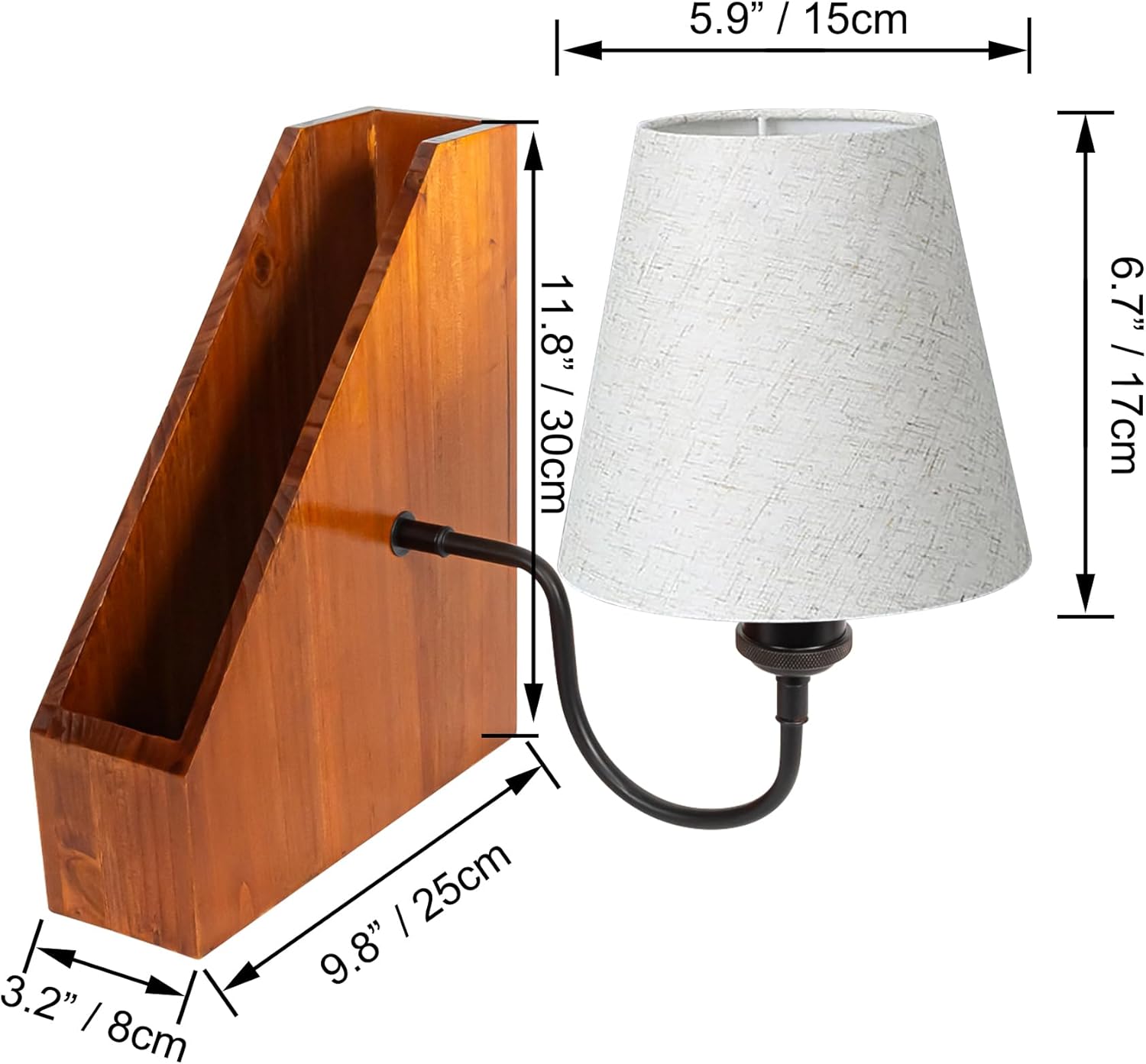 Kiven Cordless Bookshelf Lamp, Rechargeable Bookcase Lighting,Farmhouse Decorative Nightstand Storage Box with LED Light, Cordless Table Lamp for Bedside Bookshelf Cabinet DZ0375-YM
