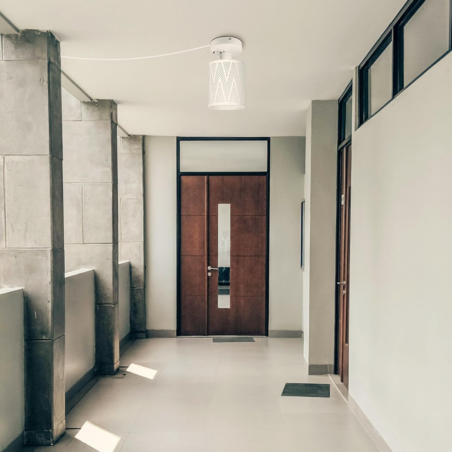Kiven Motion Sensor Ceiling Light, geometric shade, industrial hallway lighting, motion sensor lamp