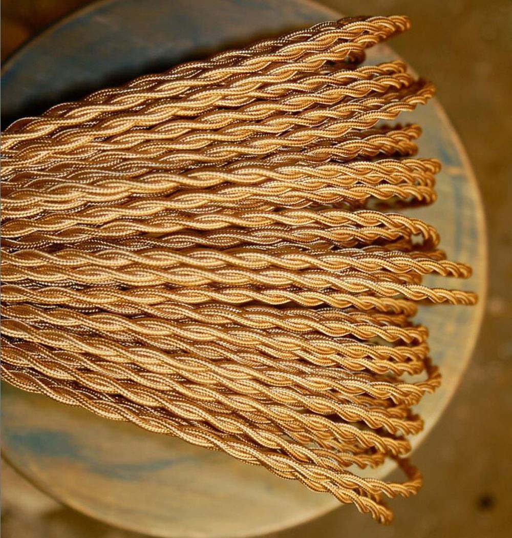 Kiven 32.8 Feet Fabric Cloth Covered Lamp Twisted Wire,18/2 Cotton Covered Electrical Antique Wire for Vintage Bulb, Pendant Light and Other Industrial Antique DIY Projects (Army Green)