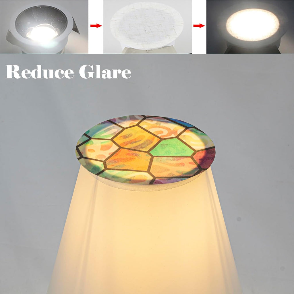 Kiven Led Light Cover,Lampshade Diffuser, 7.9in in Dia,Tiffany-style Plastic Diffuser, LED Light Blocking Stickers for Recessed Light/Can Light, Table Lamp, Ceiling Light, Downlight