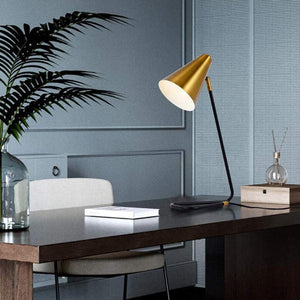 Modern Kiven Desk Lamp with Matte Black and Antique Brass, Industrial Lighting for Home Office
