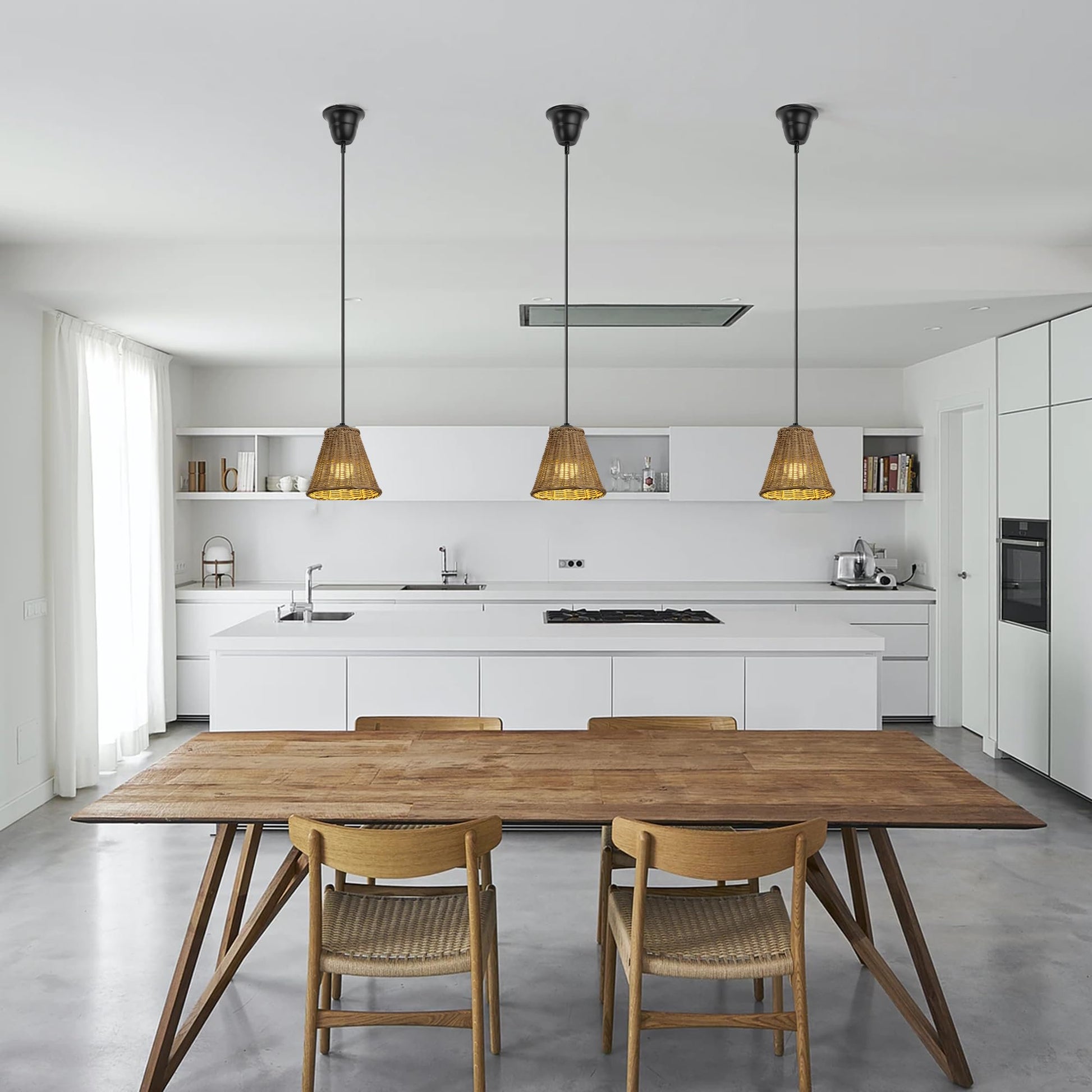 Kiven Farmhouse Pendant Light with E26 Screw-in Adapter, Exposed Ceiling Light to Pendant, Converts Bulb Socket to Pendant Light, Adjustable Height Renter-friendly Pendant Lighting