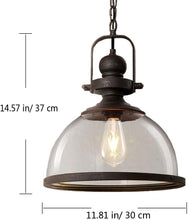 Load image into Gallery viewer, 1-Light Plug in Clear Glass Pendant Light, Black