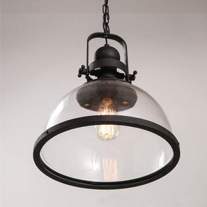 1-Light Plug in Clear Glass Pendant Light, Black