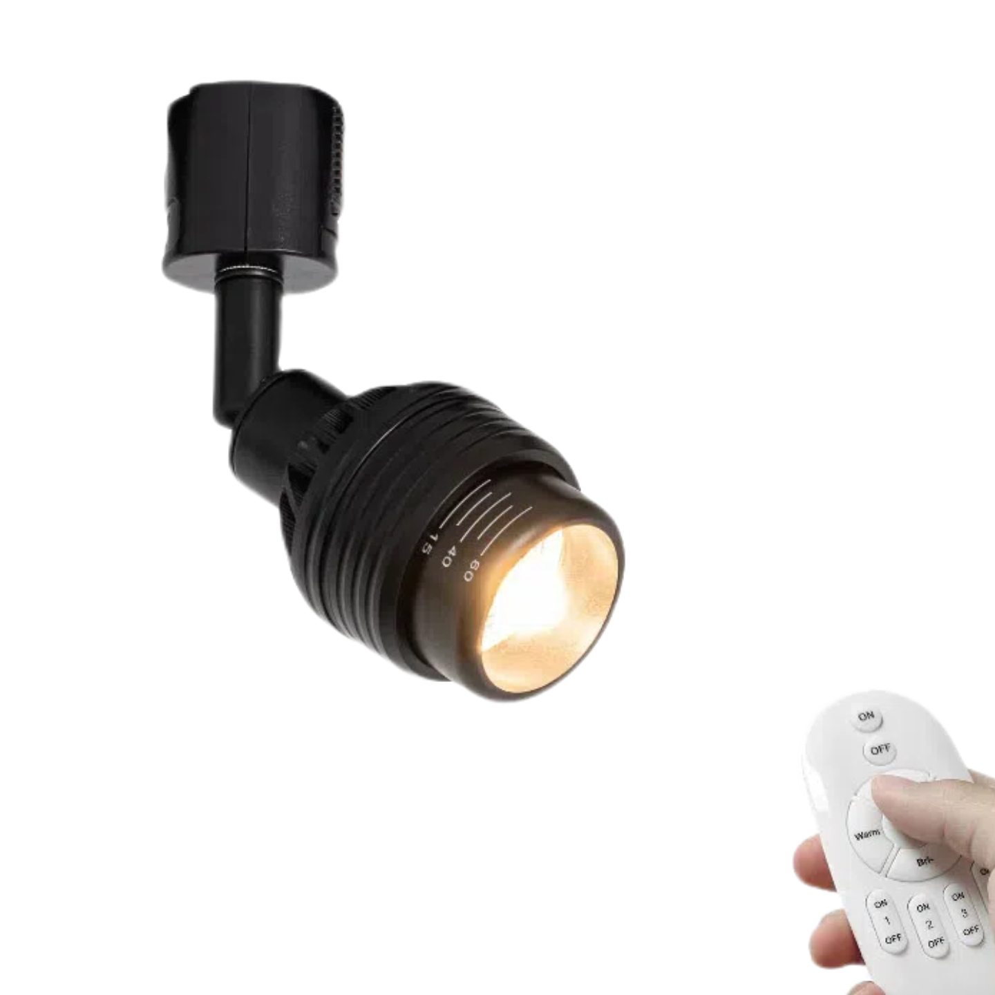 Black track light with remote control, dimmable spotlight adjustable focus lighting for wall painting and rental house.
