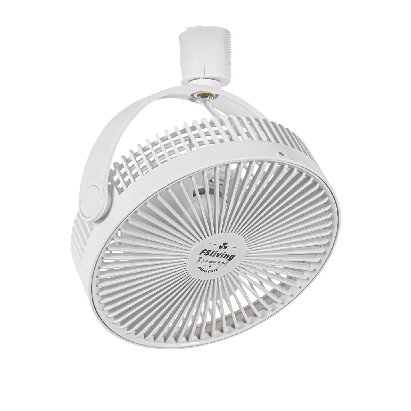 Kiven White Track Ceiling Mini Fan With Button H-Type Track Mount Adjustable Angle Simple Vintage Design For Kitchen Home Plant Shelf