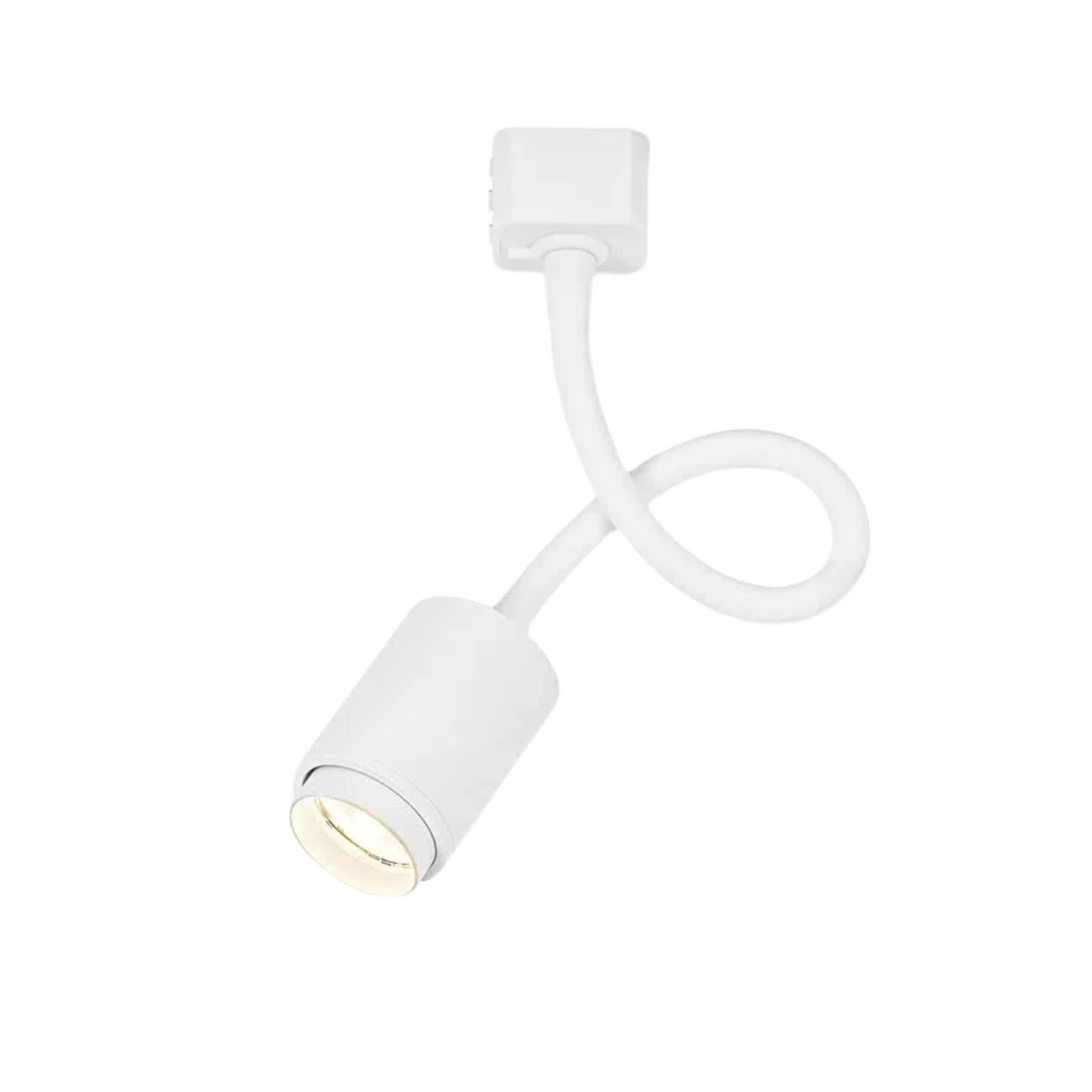White Kiven dimmable track light with gooseneck design, ideal for modern halo lighting and adjustable spotlight