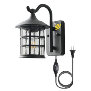 Kiven Waterproof Exterior Outdoor/Indoor Wall Light, Plug-in Wall Mount Lantern Light, Dusk-to-Dawn,Industrial Porch Light for House, Garage, Patio BD1985B
