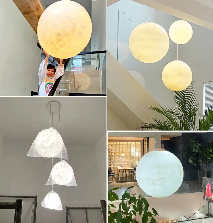 Kiven Nordic Style H & J Track Lunar Pendant Lights for Creative Display Windows, Dining Rooms, and Bars - Ideal for Fashion Stores and Commercial Use (Indoor Lighting)