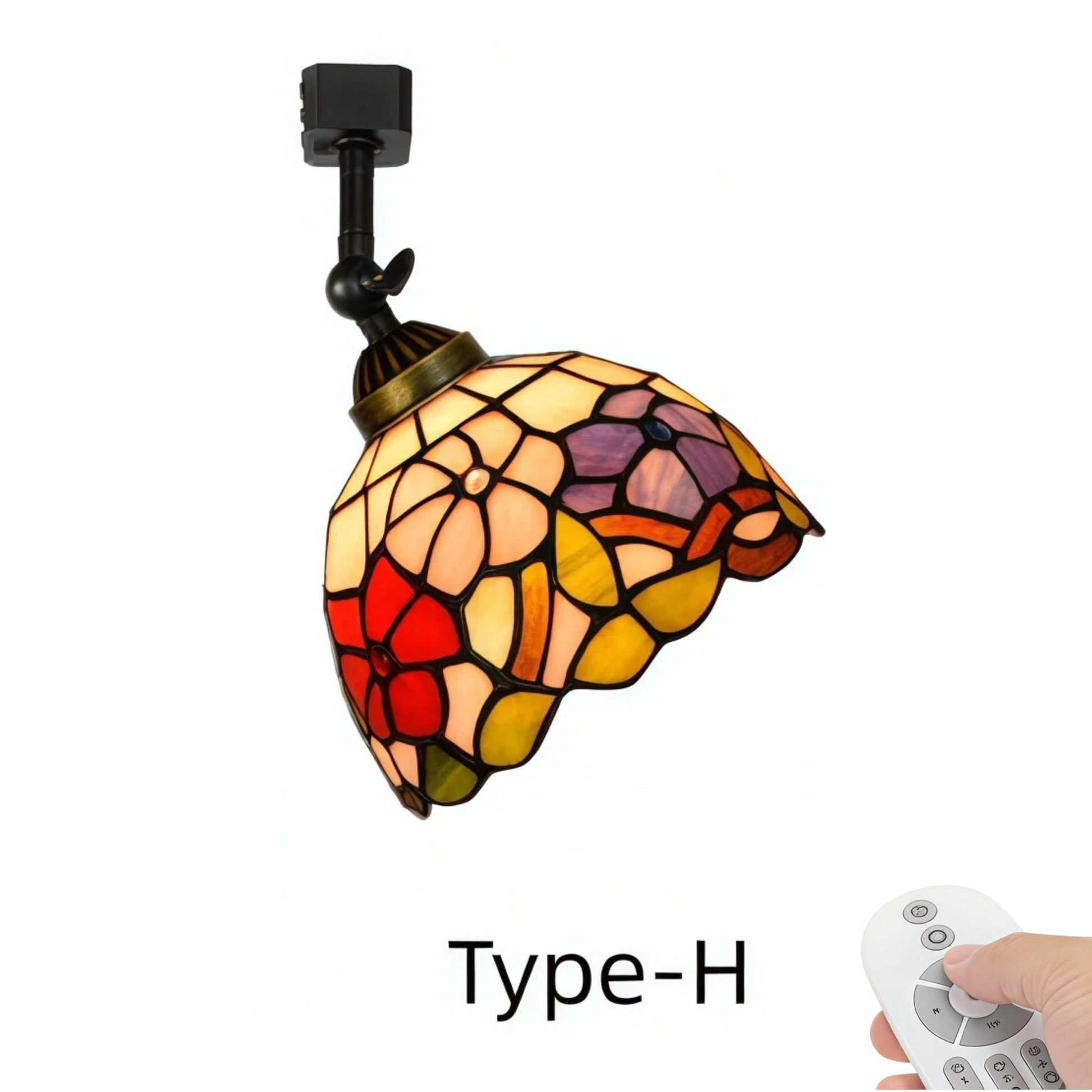 Kiven Dimmable H-Type Track Head Lighting Adjustable Angle Tiffany Ceiling Light Colorful Dragonfly Glass Shade Handmade Track Light Fixture for Gallery Mirror Front(No Track)