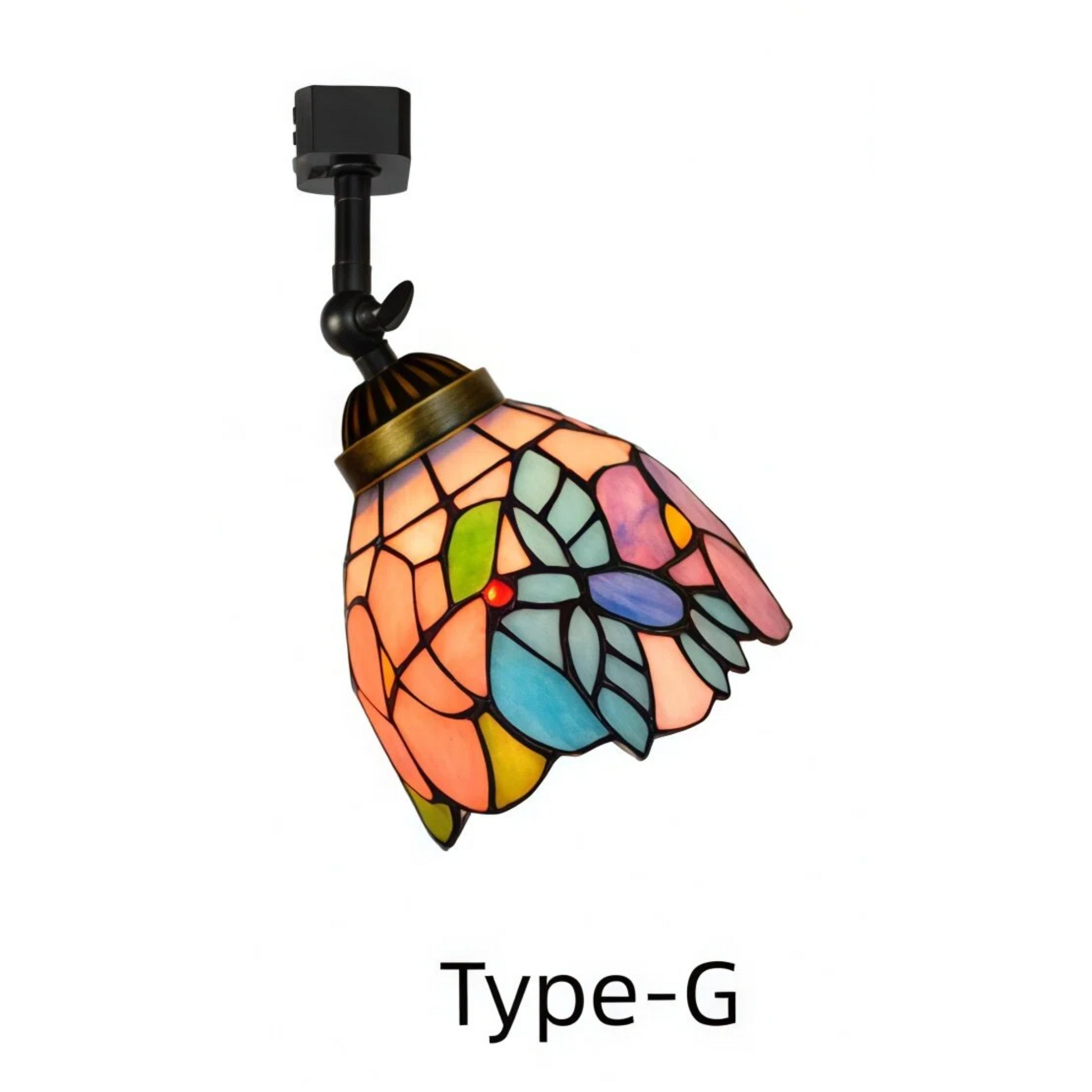 Kiven Dimmable H-Type Track Head Lighting Adjustable Angle Tiffany Ceiling Light Colorful Dragonfly Glass Shade Handmade Track Light Fixture for Gallery Mirror Front(No Track)