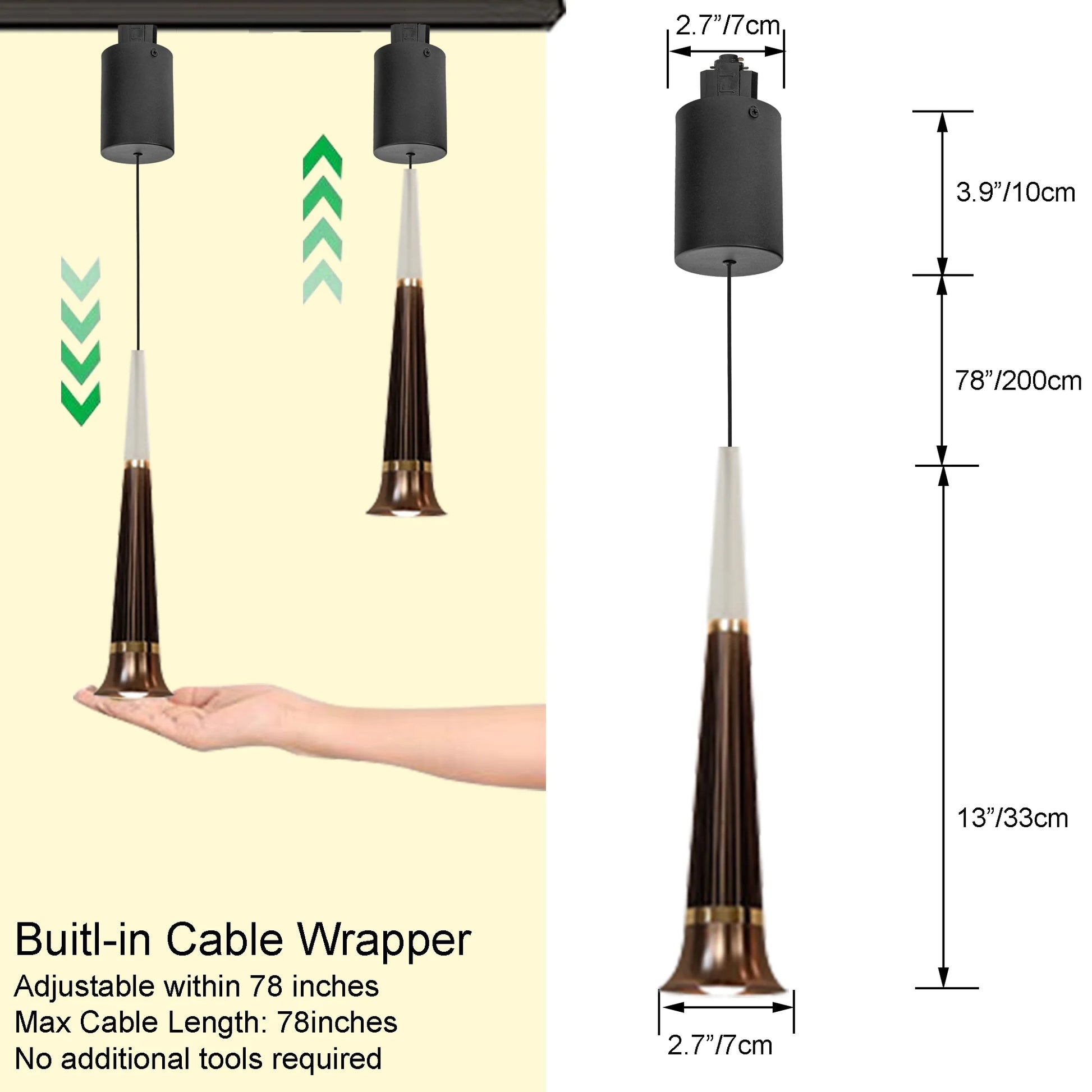 Kiven J-Type LED Track Lighting, 3-Light Modern Dimmable Juno Track Pendant Light, J Track Lighting Pendants Adjustable Length