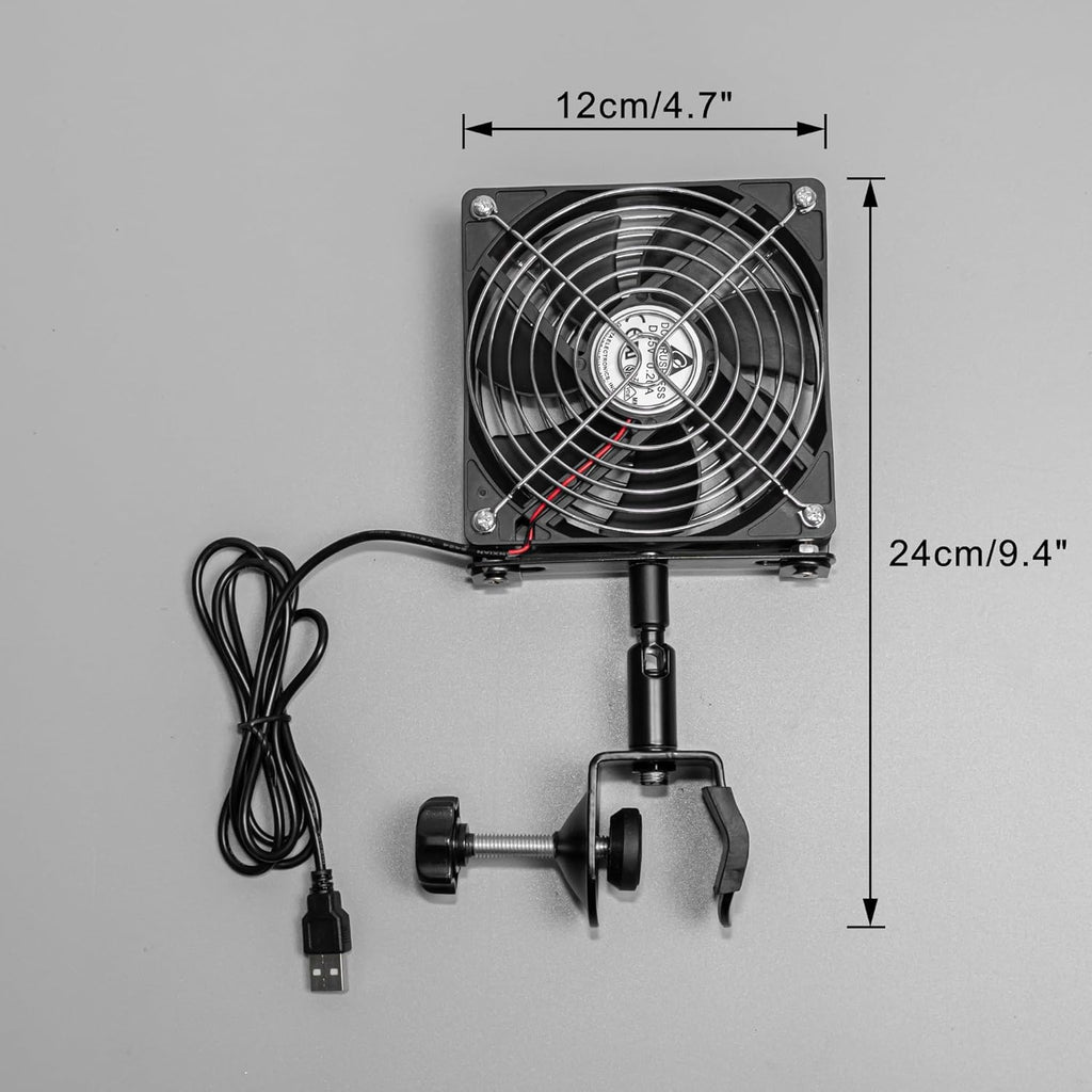 Kiven Plant Growth Blower, Plant Circulator, Clip - on Type, Suitable for Rod - Shaped and Other Longitudinal Items, with USB Cable, for Warehouse Use, Foliage Plants, Prevents Root Rot, Air Circulation, Black Body