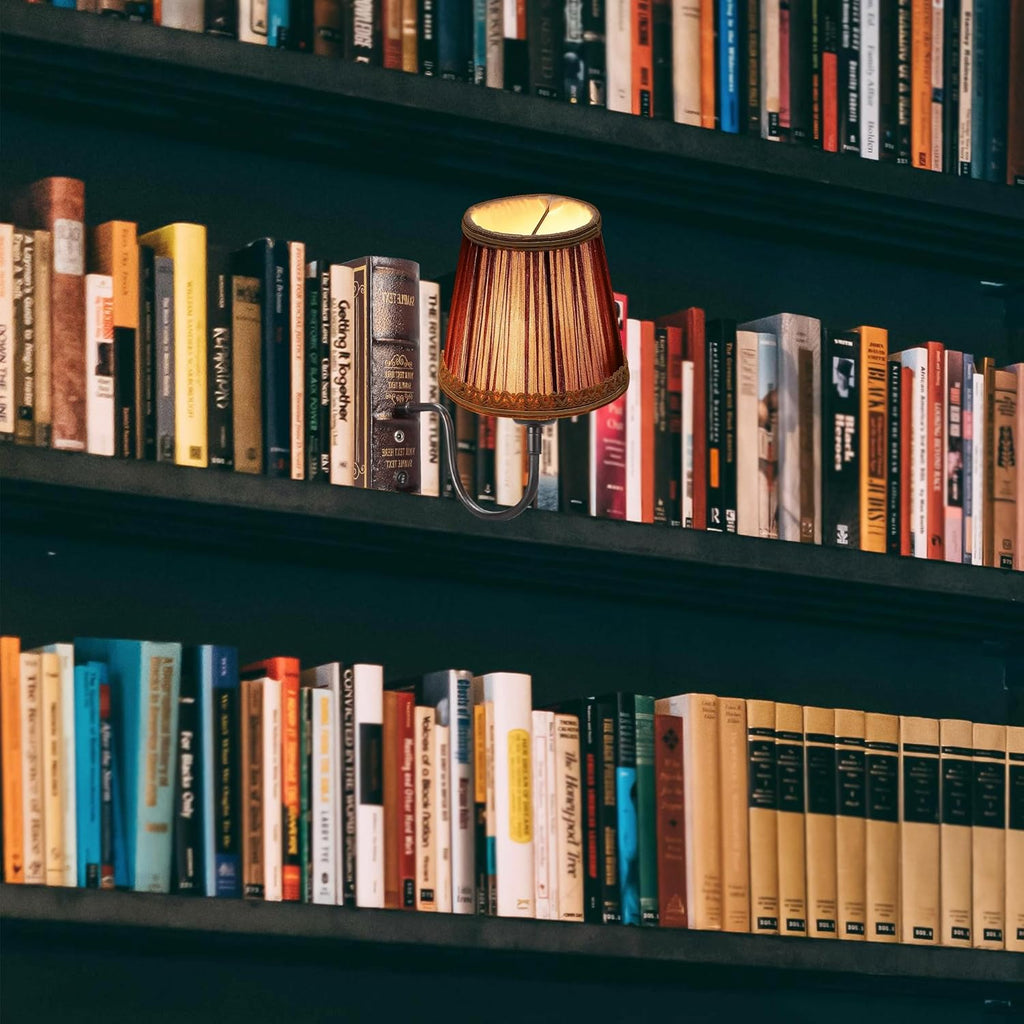 Kiven Cordless Bookshelf Lamp, Set of 2 Rechargeable Bookcase Lighting with White Fabric Lampshade, Farmhouse Decorative Bookend, Cordless Table Lamp for Bedside Bookshelf Home Decor DZ00329-807