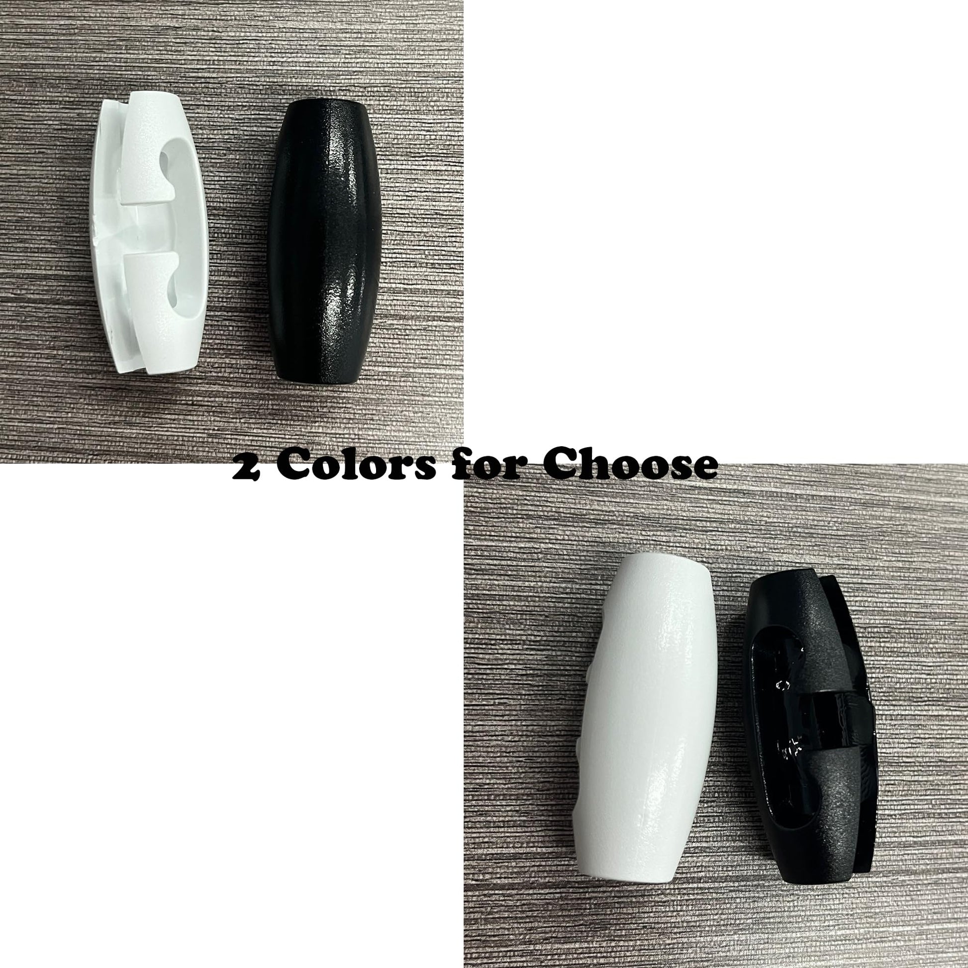 White and Black Cord Adjusters - 2 Colors for Choose, ideal for pendant lights and cord adjustment.