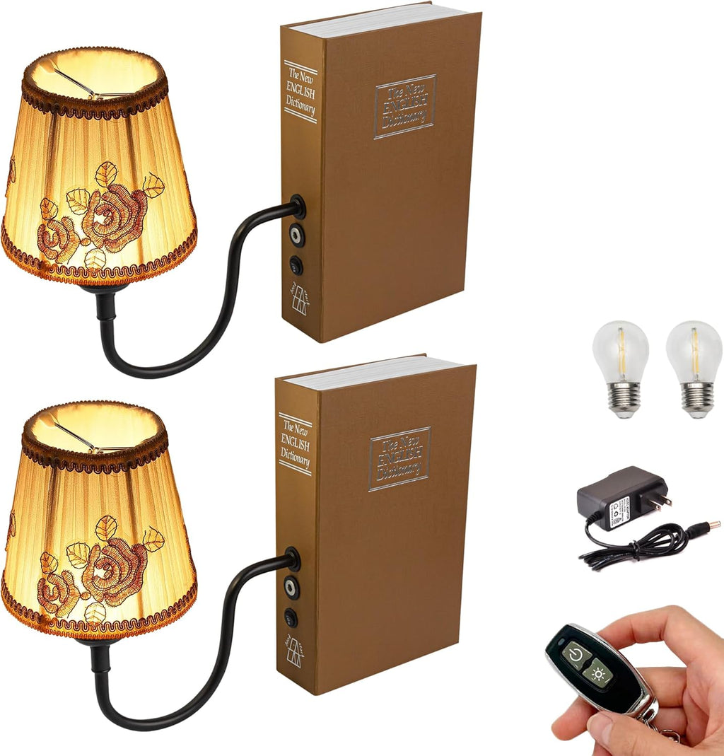 Kiven Cordless Table Lamp, Set of 2 Rechargeable Bookshelf Lamp with Off-White Fabric Lampshade, Farmhouse Decorative Bookend, Cordless Lamp for Office Home Decor Bedside Bookshelf