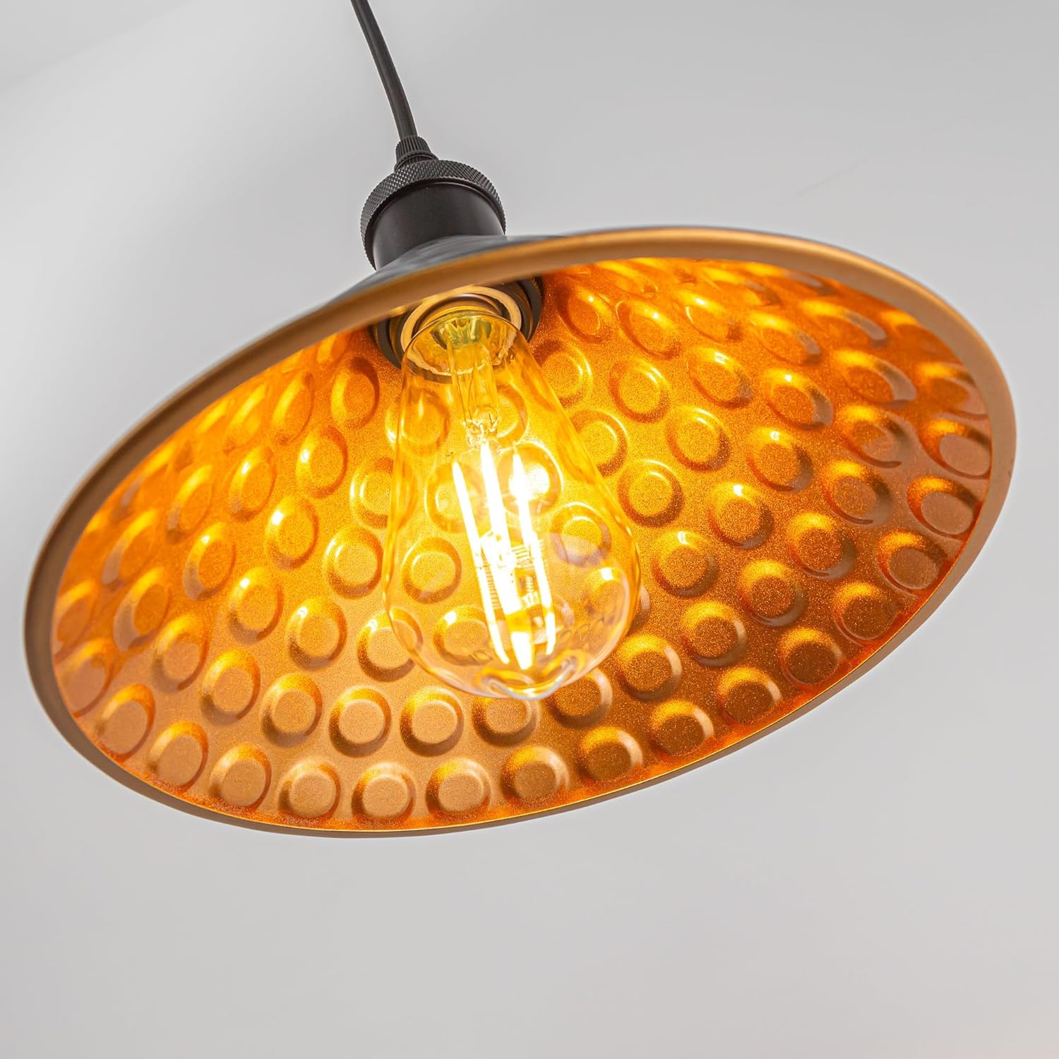 Kiven Lamp Shade 2 - Piece Set, Black Inside Gold Ceiling Lamp Pendant Light Shade Parts - for E27 Socket ø 24x11cm - Decorative Lamp Shade for Table Lamp, Wall Lamp, Night Light