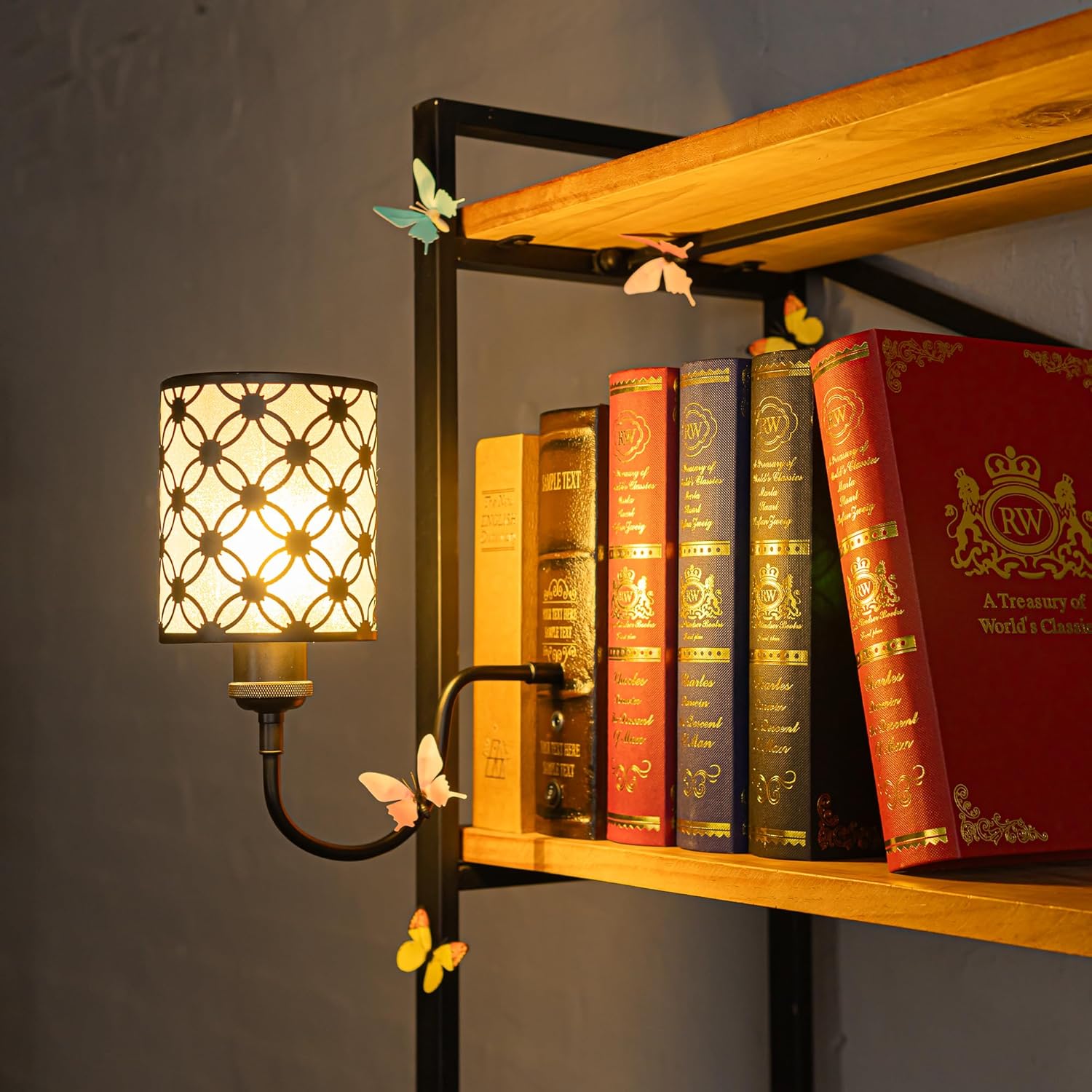 Kiven Plug-in Table Lamps, 1-Light Industrial Bookshelf Lamp with Remote Control, Farmhouse Decorative Bookend, Plug in Book Lamp for Office Home Decor Bedside Bookcase DZ0473