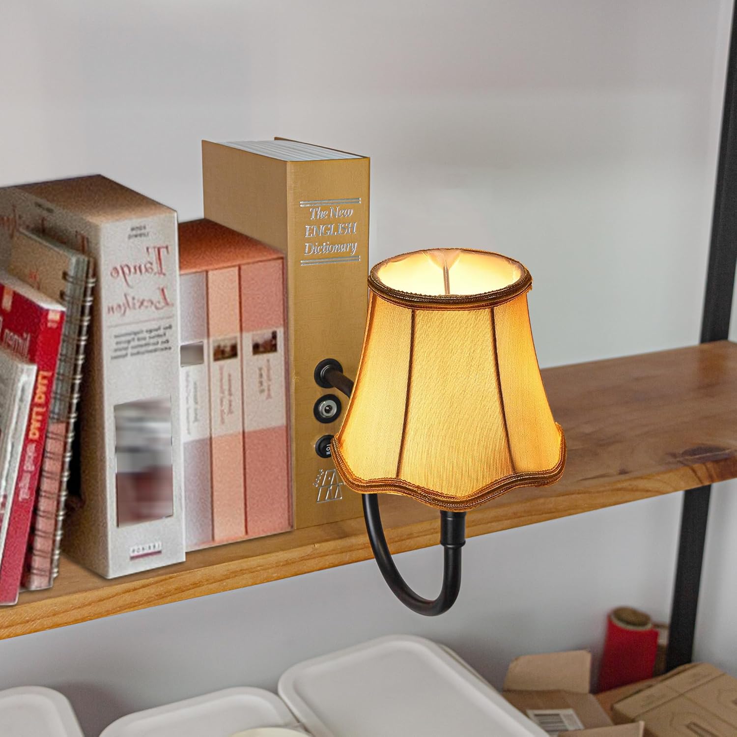 Kiven Cordless Table Lamp, Set of 2 Rechargeable Bookshelf Lamp with Off-White Fabric Lampshade, Farmhouse Decorative Bookend, Cordless Lamp for Office Home Decor Bedside Bookshelf