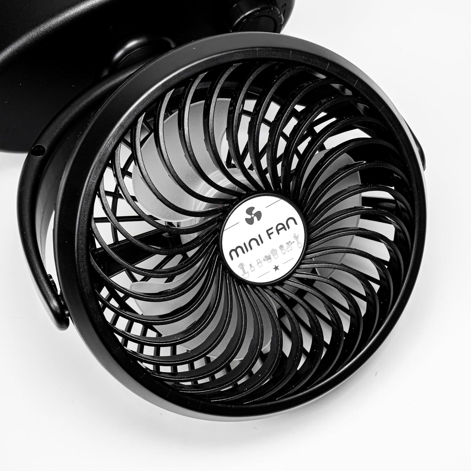 360° Adjustable H Track Rail Fan with Auto-Oscillation, Matte Black Mini Blower for Indoor Plants & Pets, Stepless Speed Control Air Circulator