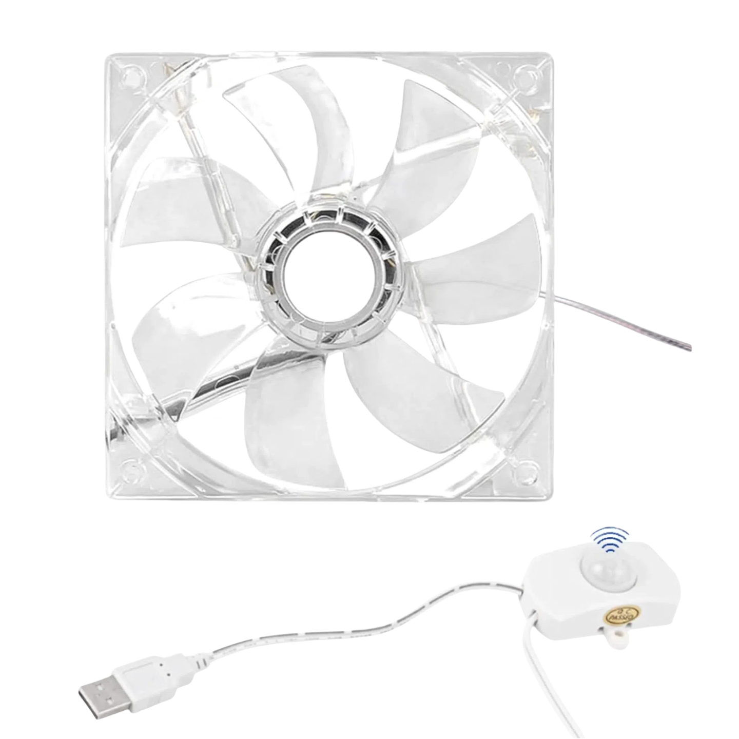 Kiven Smart Fan USB-Powered Fan with Motion Sensor Small Room Air Circulator Fan for Pet,Silent and Portable,4.7-Inch - Transparent