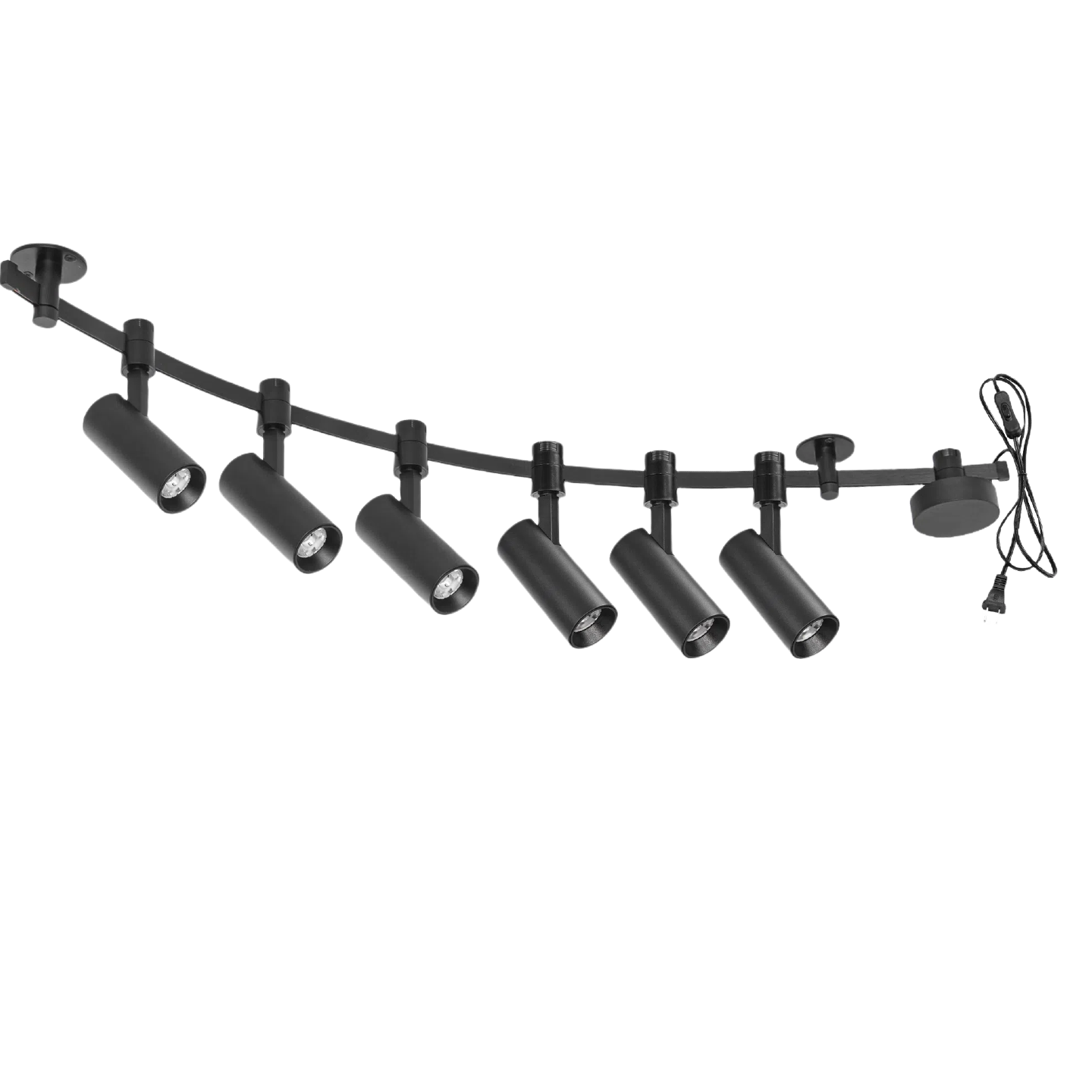 Kiven 6.56ft Semi-Flexible Track Light Rail with Spotlight Featuring a Modular Design DIY Plug in Black Flex Track for Kitchen Island Living Room Customizable