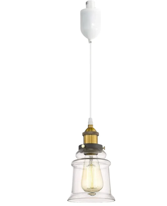 Kiven 3-Pack H/J Track Fixtures, Vintage Industrial Pendant Light w/ 5.12" Glass Shade, Dimmable