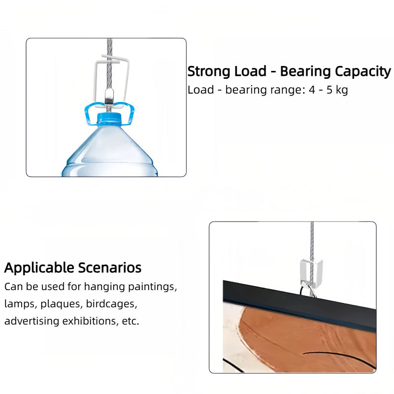 Kiven Invisible Self - Locking Hook, Adjustable Stainless Steel Wire Rope Lock Buckle, Picture Hanging Kit, Hanging Wire Hardware Accessories