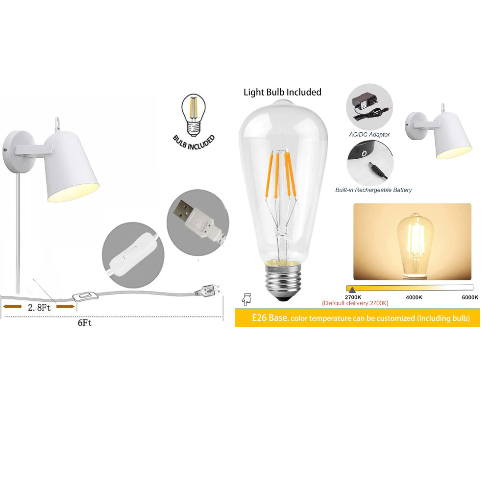 Kiven Plug-in Wall Sconce Lamps Lighting Fixture with in-line Cord Toggle Switch,Green Macaron Wall lamp with Frosted Paint Body Bedside lamp Bathroom Vanity Lights