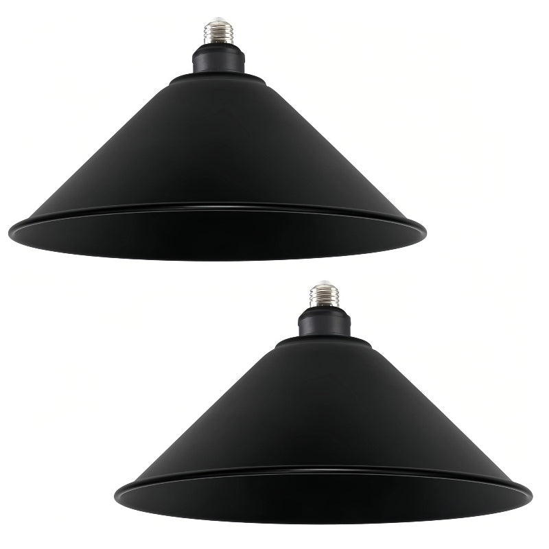 Kiven 11.8" Matte Black Industrial Farmhouse Metal Lamp Shade with a E26 Light Socket Extender Replacement, Iron Cover, DIY Cone Shape Decorative for Renter Hallway Ceiling Pendants Wall Sconce