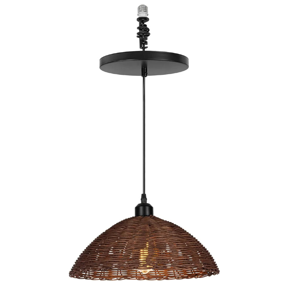 Kiven Instant Light Conversion Kit for 4/5/6inch Hole,Rattan Farmhouse Lighting Recessed Can Light Conversion Kit to Pendant with E26 Screw-in Adapter for Kitchen Island Living Hallway