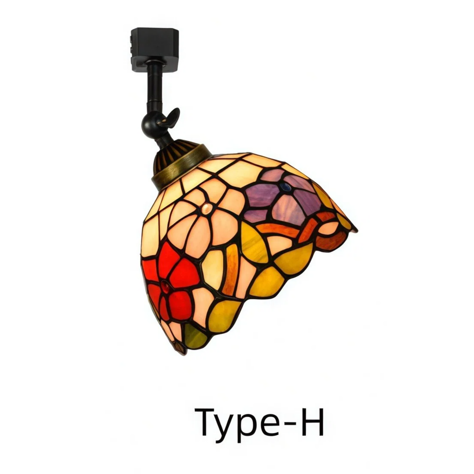 Kiven Dimmable H-Type Track Head Lighting Adjustable Angle Tiffany Ceiling Light Colorful Dragonfly Glass Shade Handmade Track Light Fixture for Gallery Mirror Front(No Track)