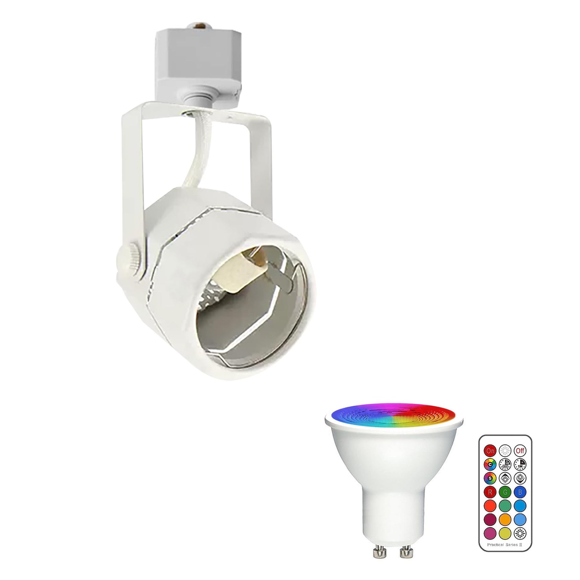 Adjustable H Type Track Light, Octagonal Ceiling Spotlighting Remote Control, Color Changing RGB White GU10 Timer Bulb Mini Lights Track Mounted for Kitchen Shopwindow Disco Ball
