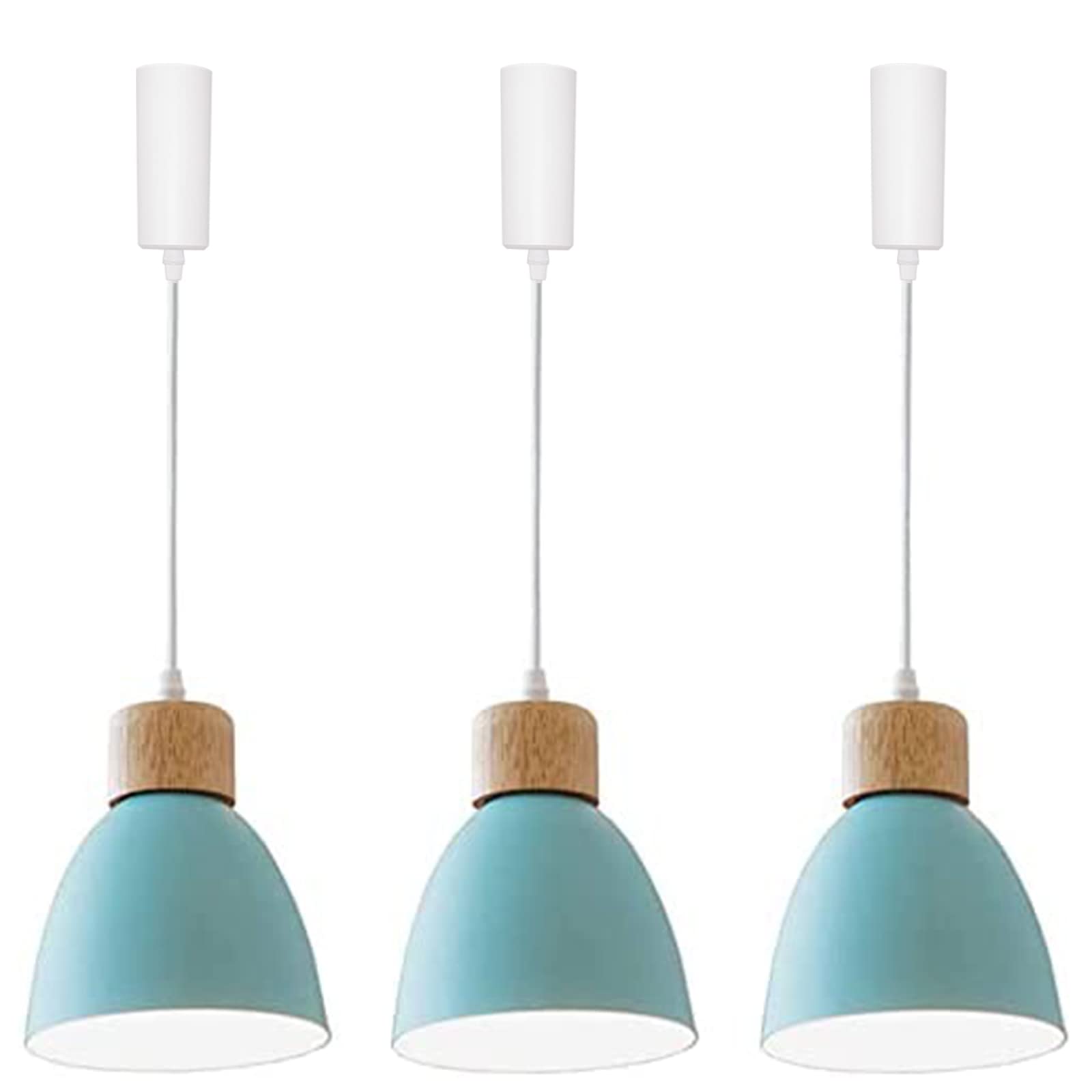 Kiven 3-Lights H-Type Track Pendant Lights, Dimmable Track Mount Pendant Lighting Fixtures White/Blue Macaron Aluminum Shade Adjustable Height
