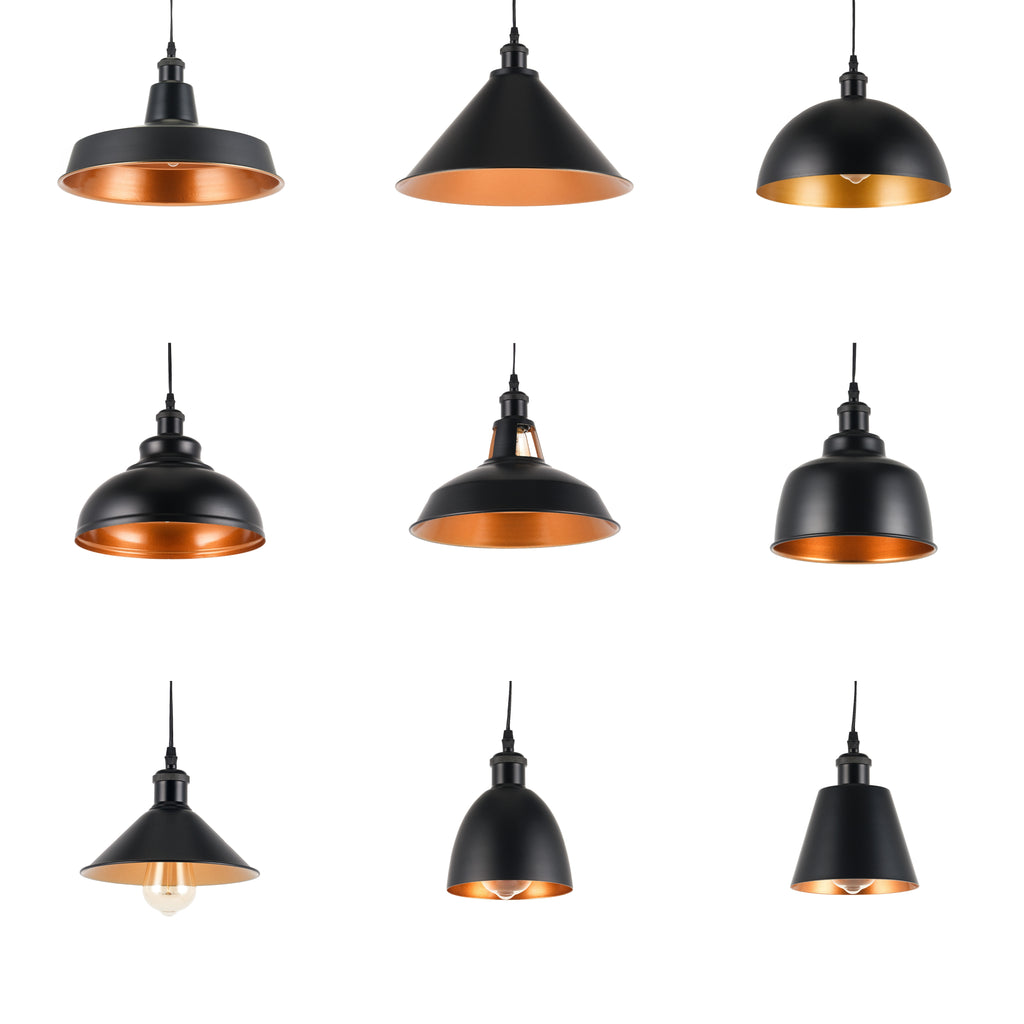 4-piece industrial retro metal bulb shield iron black hanging ceiling cone DIY lamp cover decoration replacement lamp cover is suitable for chandelier desk lamp wall lamp.
