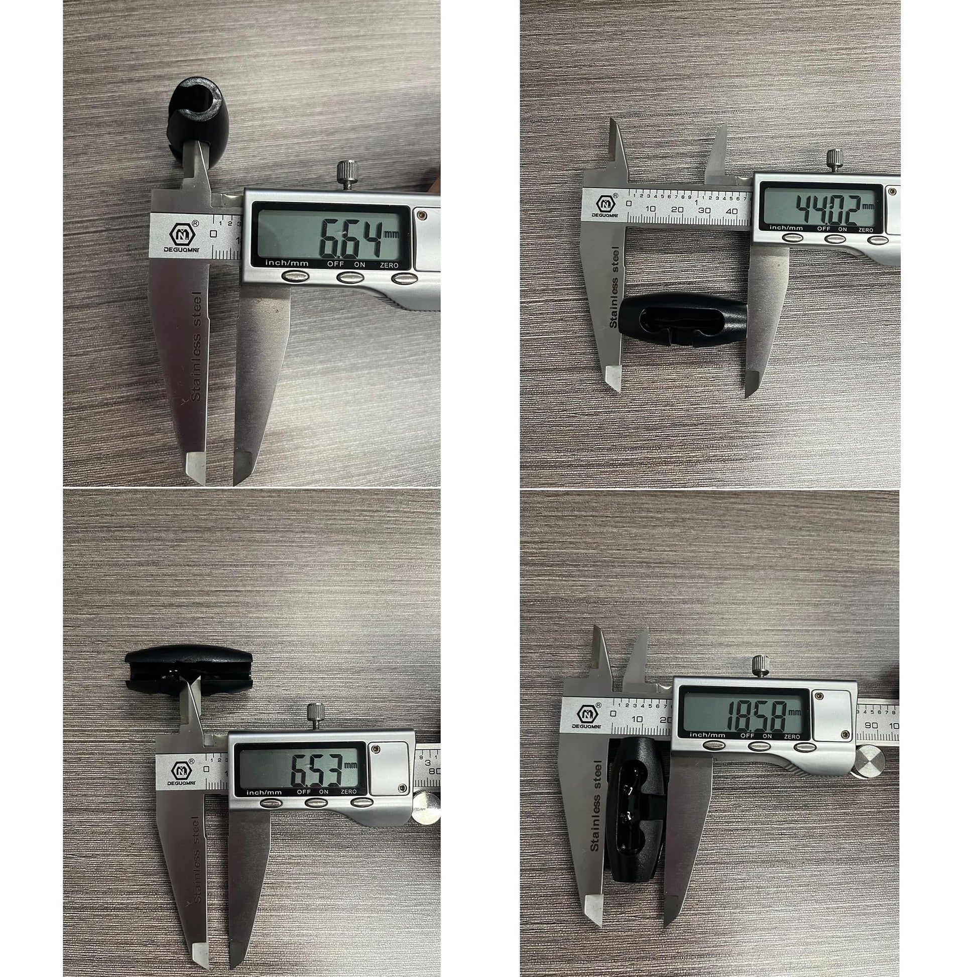 Black cord adjuster with measurements on caliper, ideal for pendant lights, study room decor, wire adjuster.
