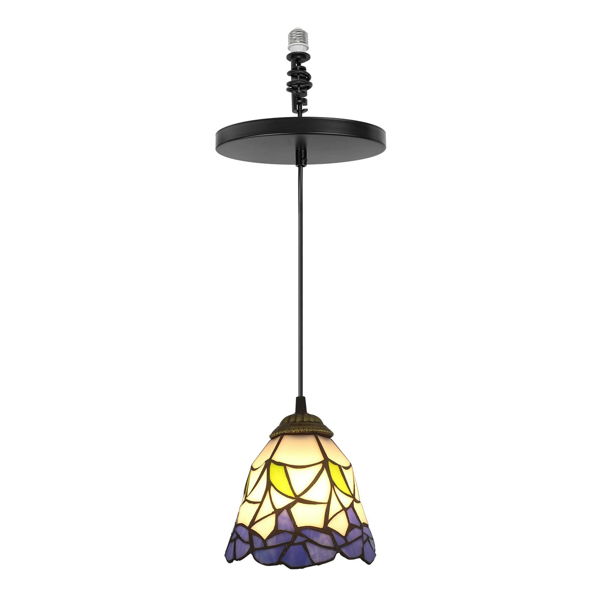 Kiven Can Light to Pendant Light Conversion Kit for 4/5/6inch Hole,Tiffany Style Lighting Recessed Can Light Conversion Kit to Pendant with E26 Screw-in Adapter for Kitchen Island Living