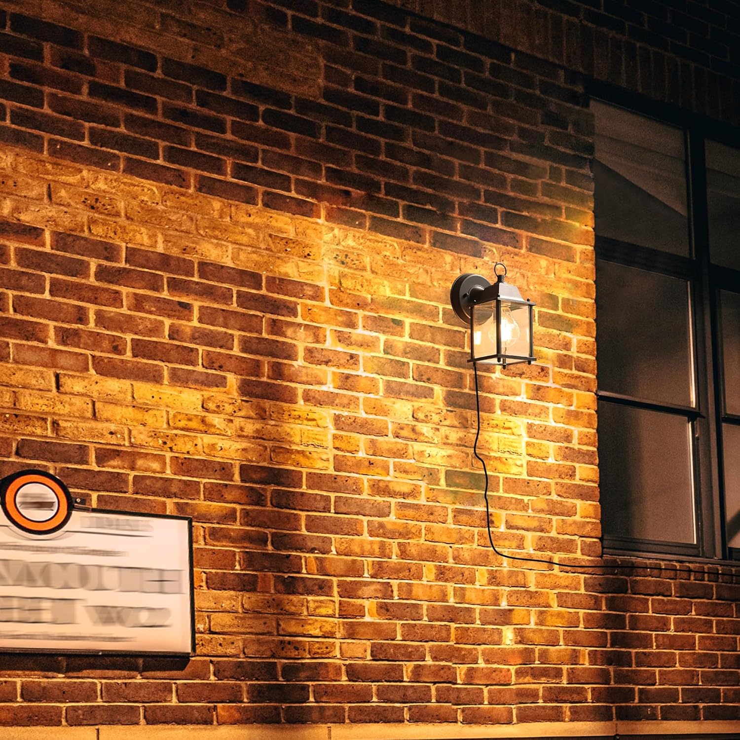 Kiven Clear Glass Black Barn Light AUTO Wall Light Photocell with UL Waterproof Switch Plug-in Cord LED Dusk to Dawn Light Bulb 8W 60W Equivalent,2700K Warm White Dimmable for Porch Backyard