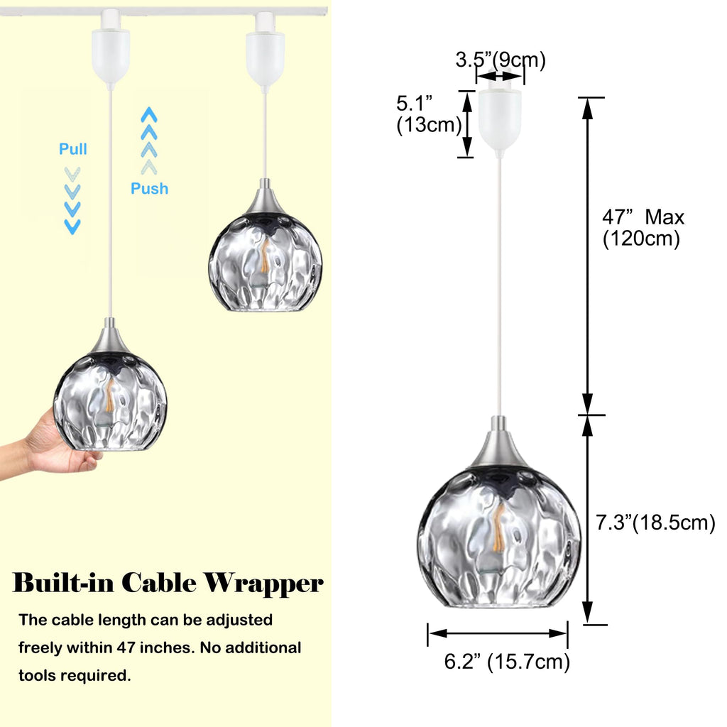Kiven H-Type Track Lighting Pendants,Modern h Track Pendant Lights with Green Glass Globe,Decorative Track Lighting Fixture Adjustable Height for Kitchen Hallway Restaurant Shop