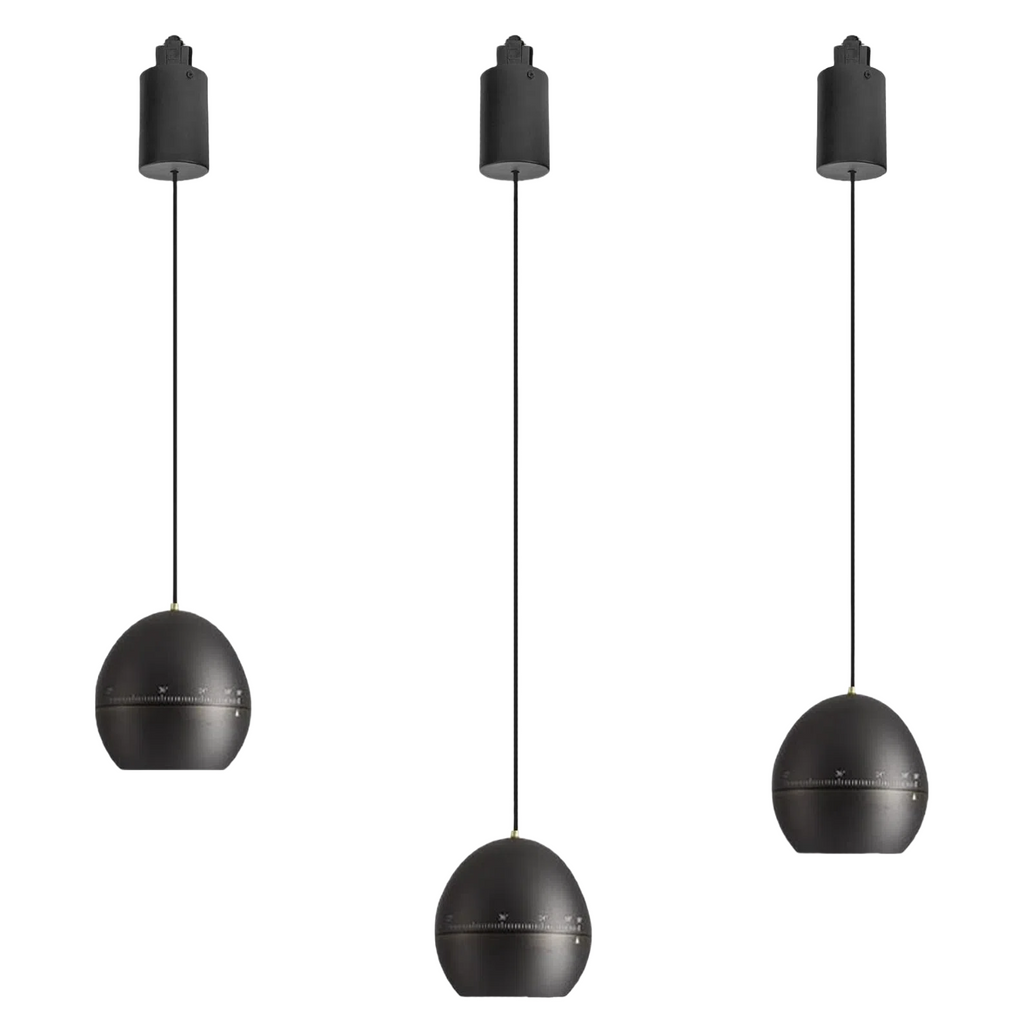 Kiven 7W Zoomable Track Pendant Light H-Type Retractable Lift Droplight with Aluminum Globe Shade Focusable Spotlight Indoor Island Light Adjustable Length Lamp for Decor,Black - 3 Pack