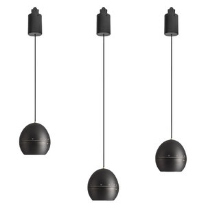 Kiven 7W Zoomable Track Pendant Light H-Type Retractable Lift Droplight with Aluminum Globe Shade Focusable Spotlight Indoor Island Light Adjustable Length Lamp for Decor,Black - 3 Pack