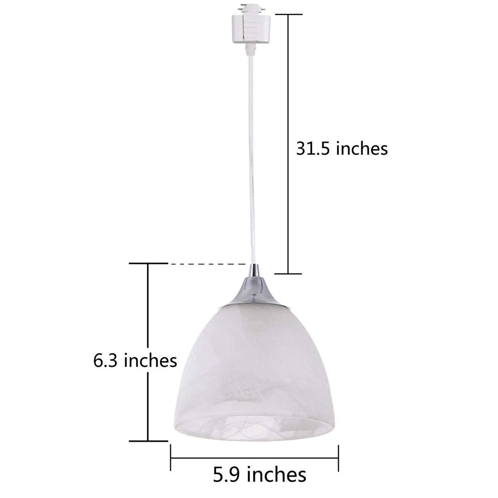 Track Pendant Lighting with Frosted White Finish Glass Shade