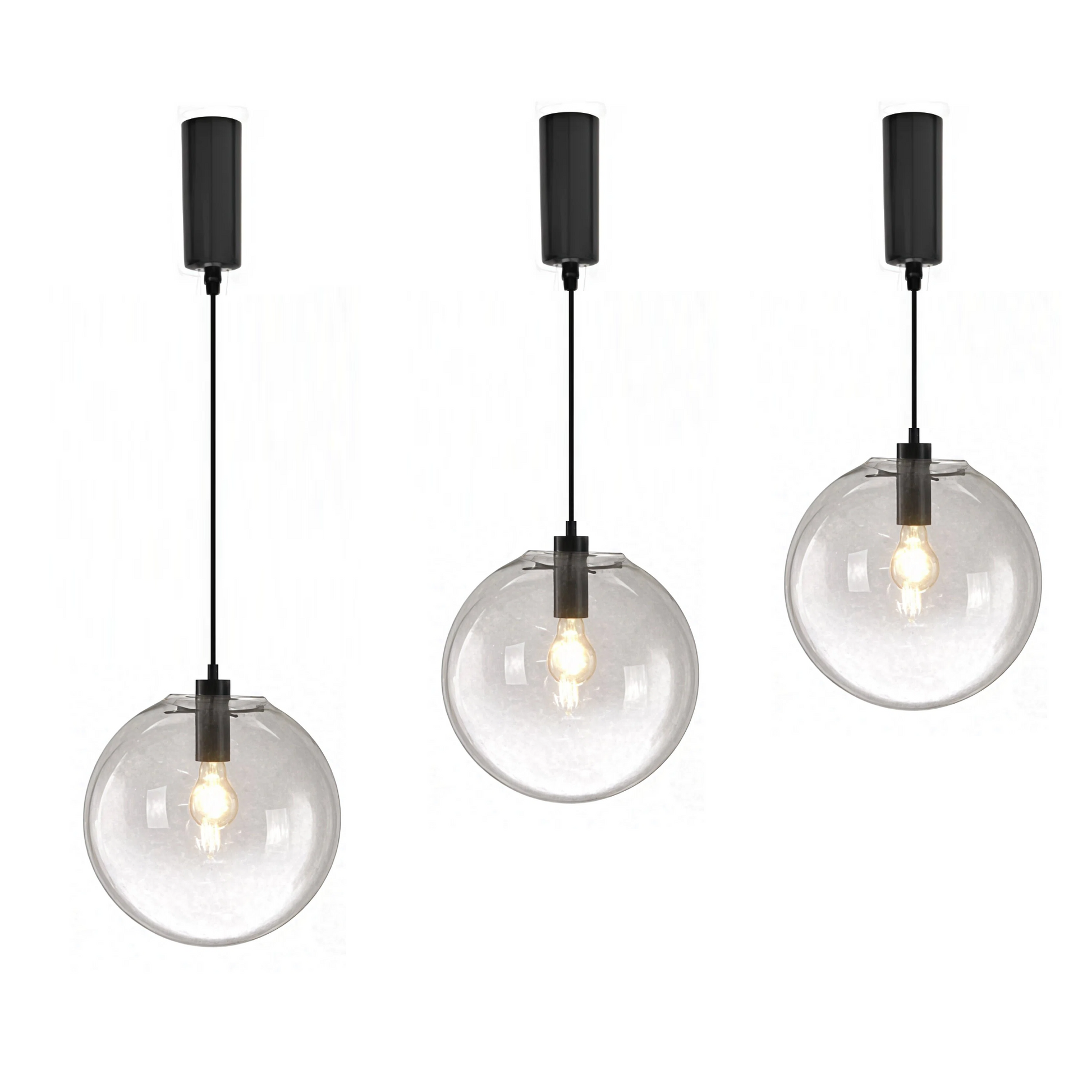 Kiven H-Type Track Lighting Light fixture, Modern Halo Track Pendant Light with Built-in Cable Wrapper and Glass Lampshade, Adjustable Length for Bedroom Kitchen Shop,Black Finish,1-Light