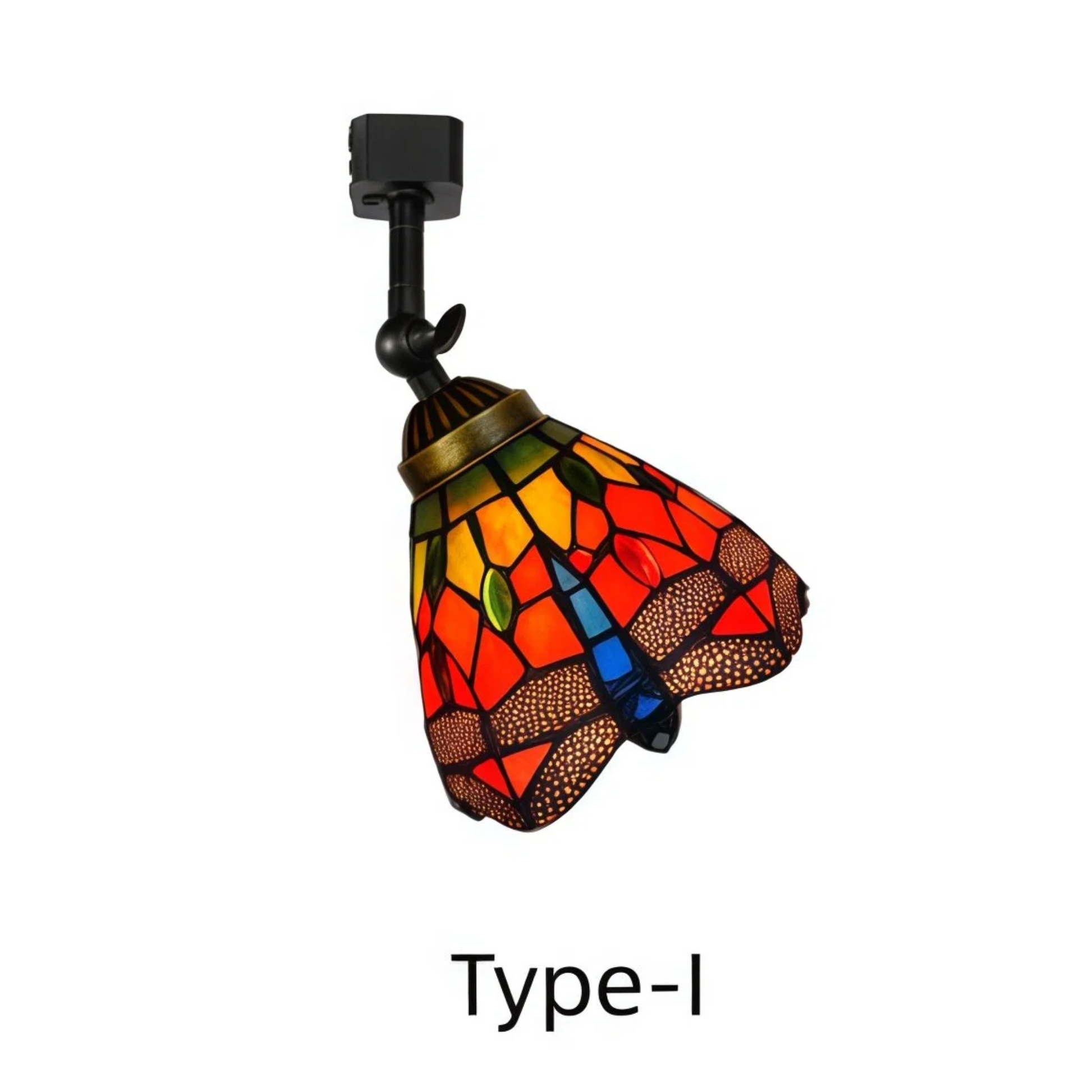 Kiven Dimmable H-Type Track Head Lighting Adjustable Angle Tiffany Ceiling Light Colorful Dragonfly Glass Shade Handmade Track Light Fixture for Gallery Mirror Front(No Track)