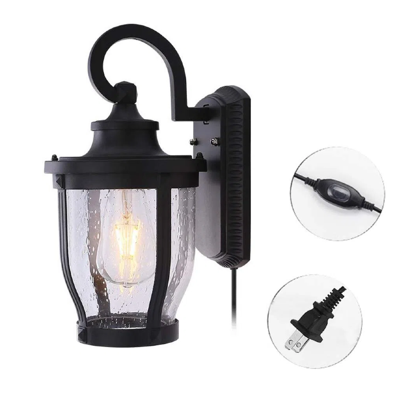 12.6" High Outdoor-Indoor Plug in Wall Light Vintage